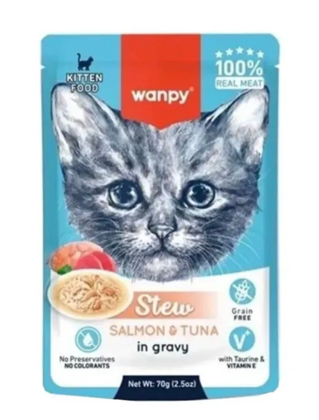 پوچ بچه گربه ونپی با طعم ماهی سالمون و ماهی تن